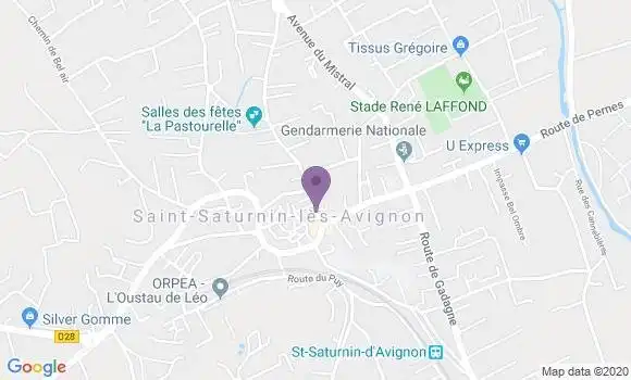 Localisation Crédit Agricole Agence de Saint Saturnin lès Avignon