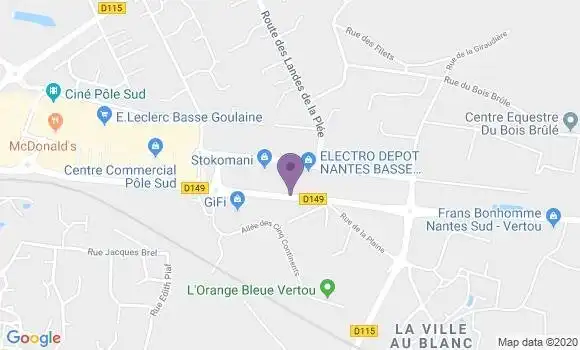 Localisation Crédit Agricole Agence de Basse Goulaine Pôle Sud