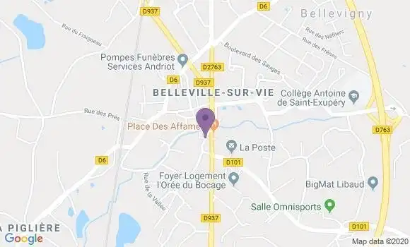 Localisation Crédit Agricole Agence de Belleville sur Vie