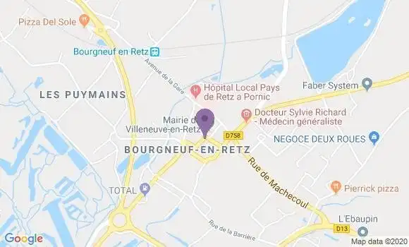 Localisation Crédit Agricole Agence de Bourgneuf en Retz