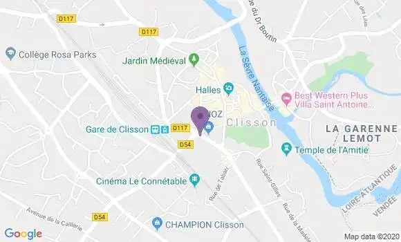 Localisation Crédit Agricole Agence de Clisson