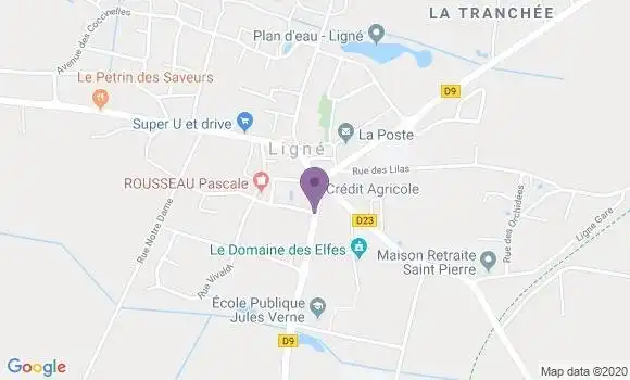 Localisation Crédit Agricole Agence de Ligné