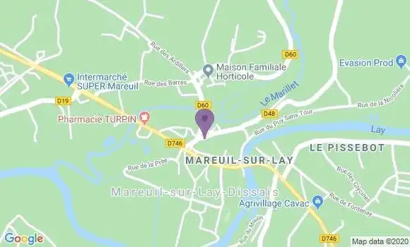 Localisation Crédit Agricole Agence de Mareuil sur Lay Dissais