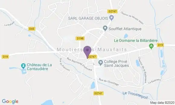 Localisation Crédit Agricole Agence de Moutiers les Mauxfaits
