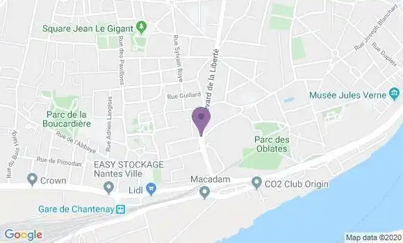 Localisation Crédit Agricole Agence de Nantes Chantenay
