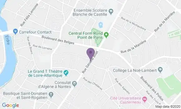 Localisation Crédit Agricole Agence de Nantes Rond Point de Paris