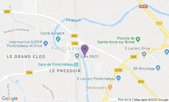 Localisation Crédit Agricole Agence de Pontchâteau