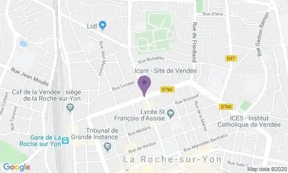 Localisation Crédit Agricole Agence de La Roche sur Yon Vendée