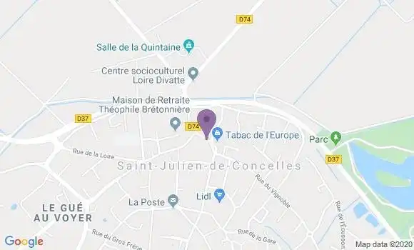 Localisation Crédit Agricole Agence de Saint Julien de Concelles