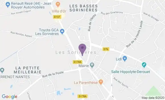 Localisation Crédit Agricole Agence de Les Sorinières