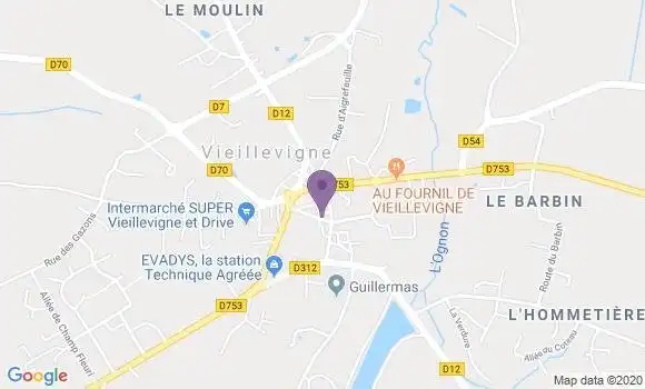 Localisation Crédit Agricole Agence de Vieillevigne