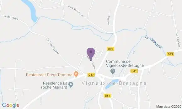 Localisation Crédit Agricole Agence de Vigneux de Bretagne