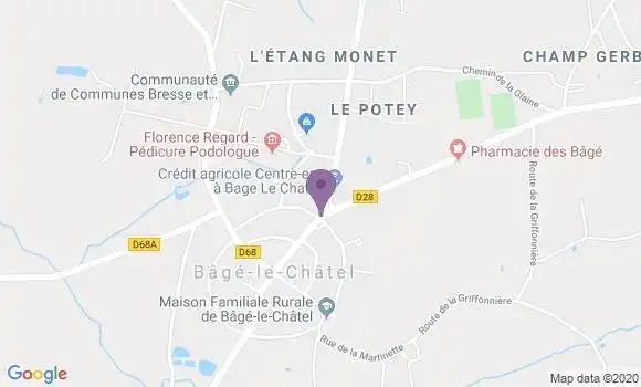 Localisation Crédit Agricole Agence de Bâgé le Châtel