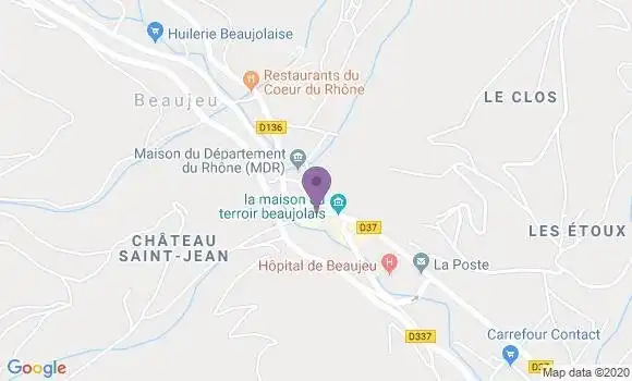 Localisation Crédit Agricole Agence de Beaujeu