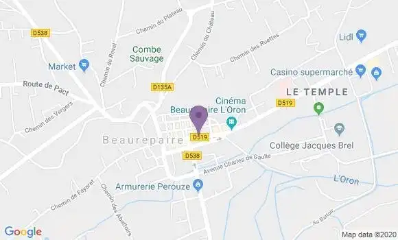 Localisation Crédit Agricole Agence de Beaurepaire
