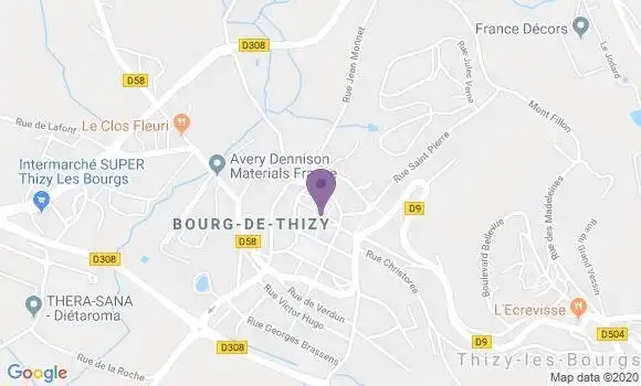 Localisation Crédit Agricole Agence de Bourg de Thizy