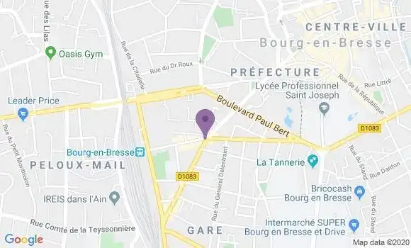 Localisation Crédit Agricole Agence de Bourg en Bresse Gare
