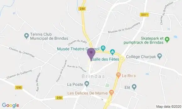 Localisation Crédit Agricole Agence de Brindas