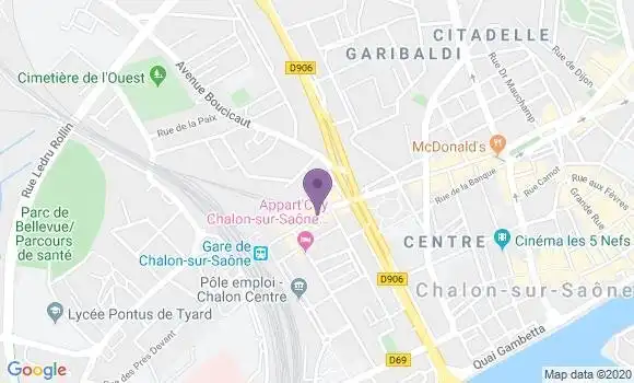 Localisation Crédit Agricole Agence de Châlon sur Saône Gare