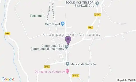 Localisation Crédit Agricole Agence de Champagne en Valromey