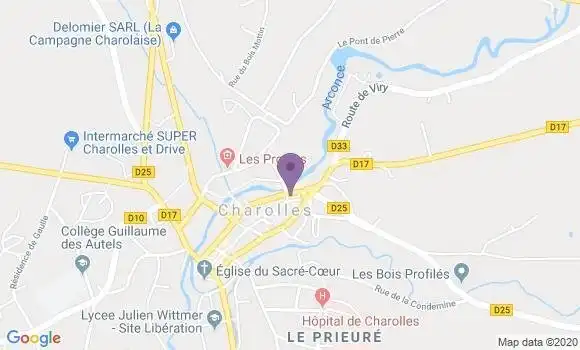 Localisation Crédit Agricole Agence de Charolles