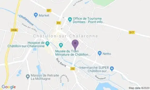 Localisation Crédit Agricole Agence de Châtillon sur Chalaronne