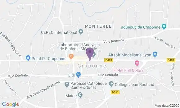 Localisation Crédit Agricole Agence de Craponne