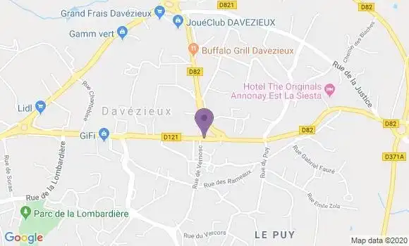 Localisation Crédit Agricole Agence de Davézieux