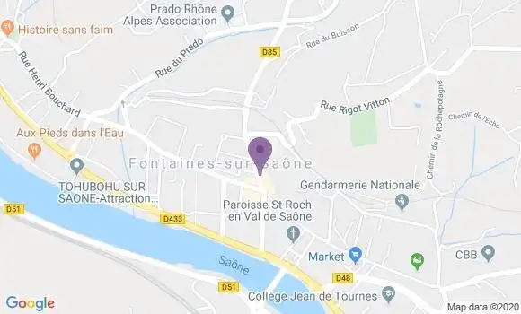 Localisation Crédit Agricole Agence de Fontaines sur Saône