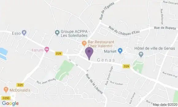 Localisation Crédit Agricole Agence de Genas