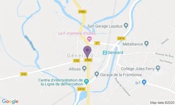 Localisation Crédit Agricole Agence de Génelard