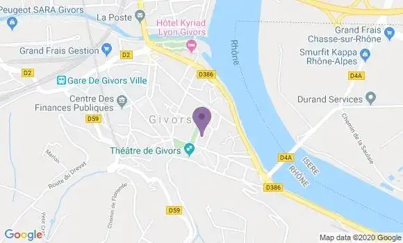 Localisation Crédit Agricole Agence de Givors Centre