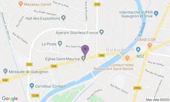 Localisation Crédit Agricole Agence de Gueugnon