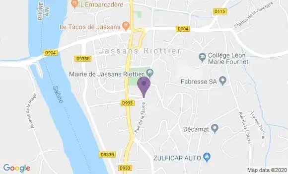 Localisation Crédit Agricole Agence de Jassans Riottier