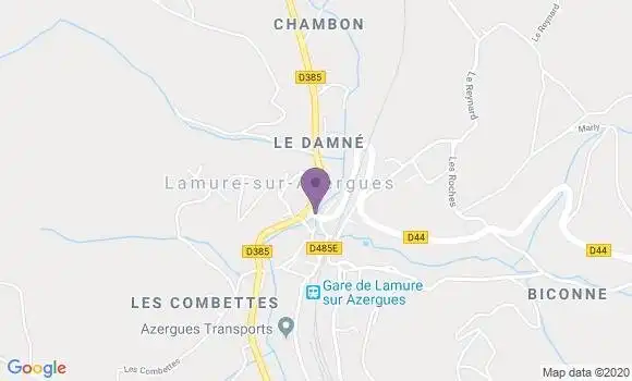 Localisation Crédit Agricole Agence de Lamure sur Azergues