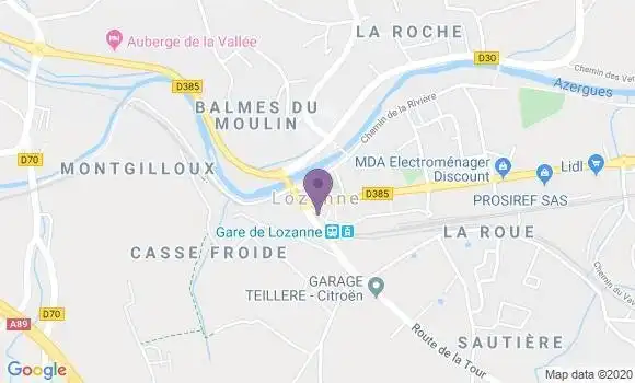 Localisation Crédit Agricole Agence de Lozanne