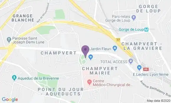 Localisation Crédit Agricole Agence de Lyon Champvert