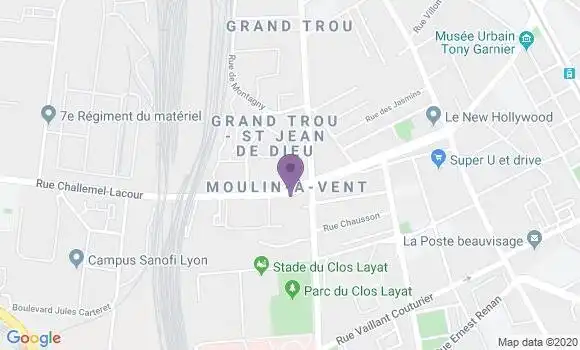 Localisation Crédit Agricole Agence de Lyon Moulin à Vent