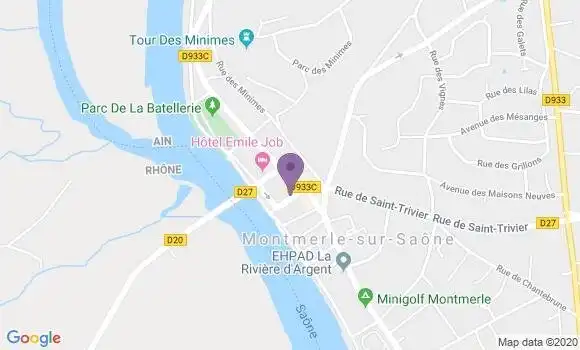 Localisation Crédit Agricole Agence de Montmerle sur Saône