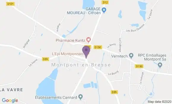 Localisation Crédit Agricole Agence de Montpont en Bresse