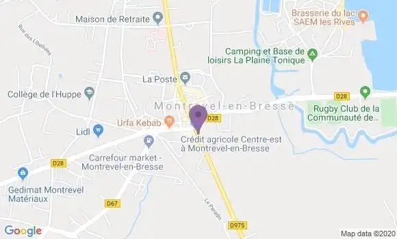 Localisation Crédit Agricole Agence de Montrevel en Bresse