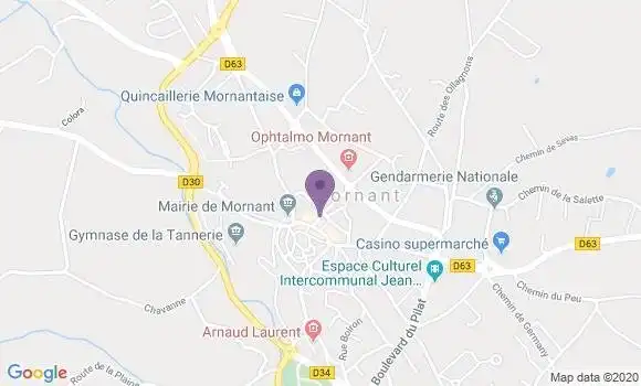 Localisation Crédit Agricole Agence de Mornant