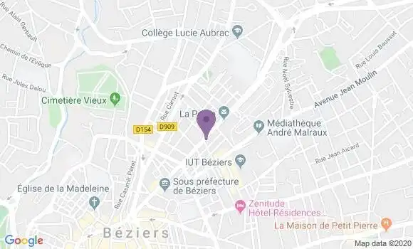 Localisation BNP Paribas Agence de Béziers Clémenceau