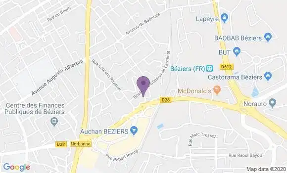 Localisation BNP Paribas Agence de Béziers la Domitienne