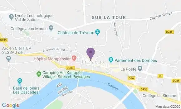 Localisation Société Générale Agence de Trevoux