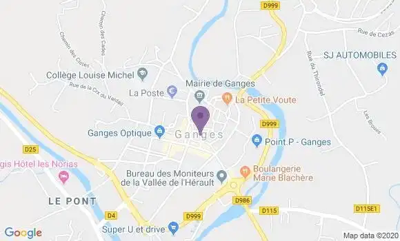 Localisation BNP Paribas Agence de Ganges