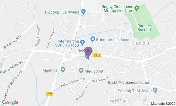 Localisation BNP Paribas Agence de Jacou