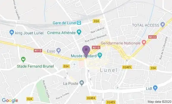 Localisation BNP Paribas Agence de Lunel
