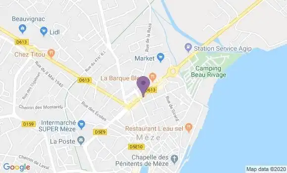 Localisation BNP Paribas Agence de Mèze