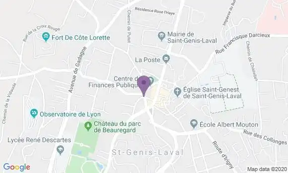 Localisation LCL Agence de Saint Genis Laval